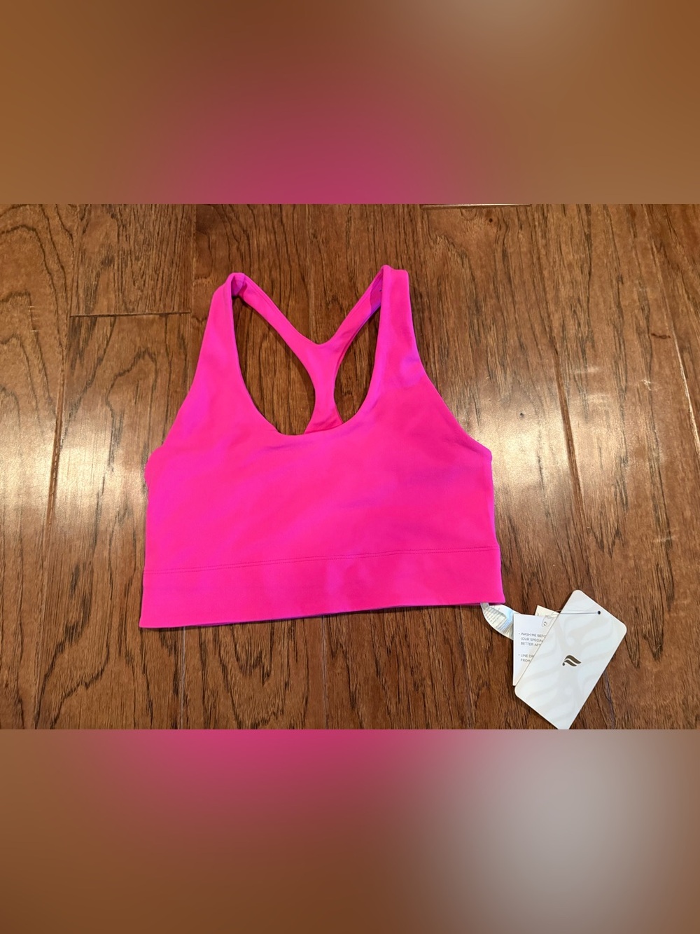Fabletics Simone Sculpt Knit Midi Racerback Sports Bra Pink Size M NEW
